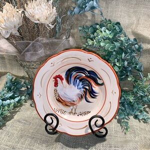 Tienshan Stony Hill Up Country Rooster Design Salad Plate